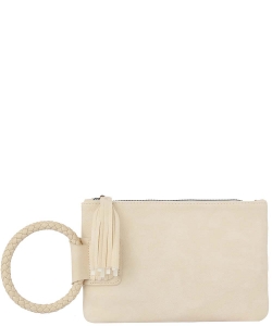 Fashion Tassel Cuff Handle Clutch Bag TD-0018 BEIGE